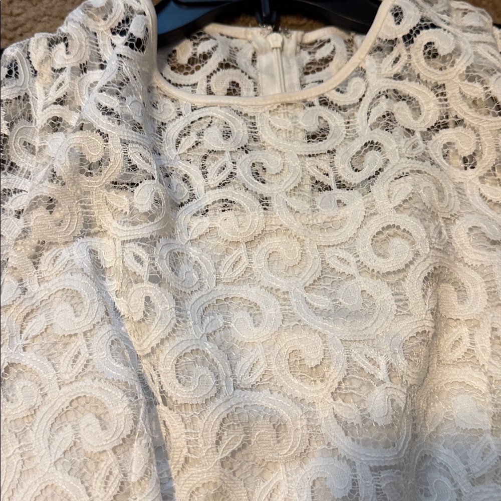 Nine West Elegant White Lace Sleeveless Dress - Picture 2 of 2
